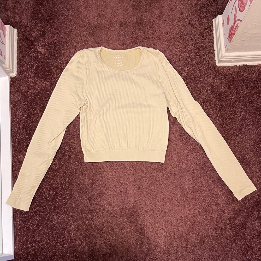 Adanola Light Beige Long Sleeve Top